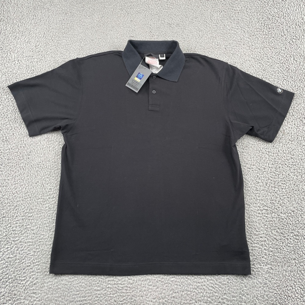 BMW Polo Mens Large Black Lifestyle Collection Pique Stretch Short Sleeve